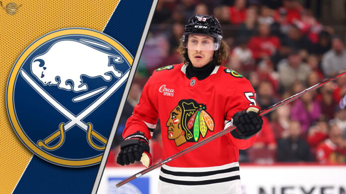 Why Tyler Bertuzzi is the Perfect Fit for Buffalo Tyler Bertuzzi in his Chicago Blackhawks jersey skates during an NHL game, representing a potential trade target for the Buffalo Sabres