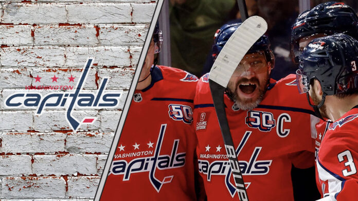 Washington Capitals captain Alex Ovechkin celebrates a goal during a game, looking focused. This image is part of the Washington Capitals season preview for 2025-26.
