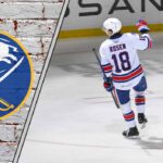 A detailed graphic showcasing the top 5 Buffalo Sabres prospects for the 2025-26 season, including Isak Rosen