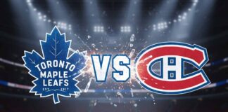 Montreal Canadiens logo and Toronto Maple Leafs logo facing off preseason 2025