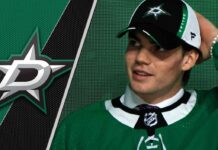 Dallas Stars' top 5 prospects for the 2025-26 season, featuring headshots of Lian Bichsel
