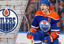Edmonton Oilers captain Connor McDavid celebrates a goal during an NHL game, with a focus on the ongoing contract rumors surrounding him