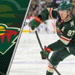 Minnesota Wild forward Kirill Kaprizov celebrating a goal on the ice