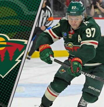 Kirill Kaprizov skates in his Minnesota Wild jersey, ready for a huge 2025-26 season according to our latest point projections.