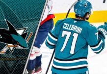 Macklin Celebrini on the San Jose Sharks power play, poised to score goals and assists for an 82-point season in 2025-2026