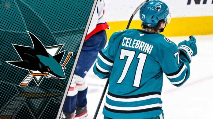 Macklin Celebrini on the San Jose Sharks power play, poised to score goals and assists for an 82-point season in 2025-2026