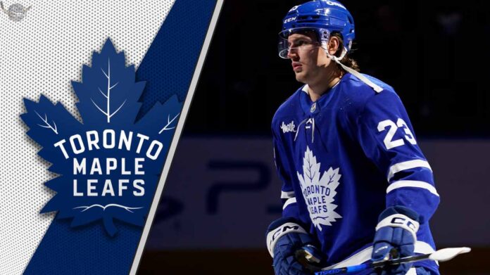 Toronto Maple Leafs forward Matthew Knies skates with the puck, ready for a breakout 2025-26 season as per our latest point projections.