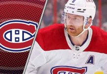 Montreal Canadiens defenseman Mike Matheson skating during an NHL game