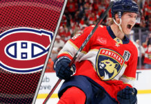 Anton Lundell in his Florida Panthers jersey skating down the ice, a potential trade target for the Montreal Canadiens