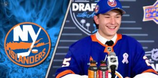 Matthew Schaefer talking to the media after being drafted #1 overall by the New York Islanders