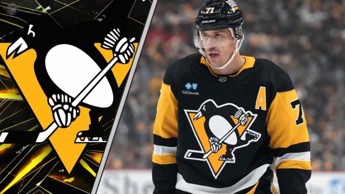 Pittsburgh Penguins center Evgeni Malkin looks on with concern during an NHL game as NHL trade rumors swirl.