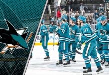 San Jose Sharks team celebrating win