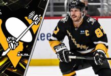 Sidney Crosby skates on the ice from the Pittsburgh Penguins home arena, a frustrated expression on his face, contemplating his future with the team.