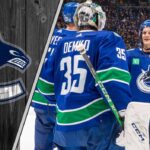 Vancouver Canucks celebrating a win as they look forward to the 2025-26 NHl season