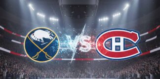 Buffalo Sabres vs Montreal Canadiens faceoff at Bell Centre October 20, 2025