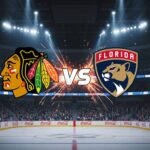 Chicago Blackhawks vs. Florida Panthers: How to Watch the NHL Season Opener Chicago Blackhawks and Florida Panthers logos facing off on a hockey rink background, representing their opening night matchup.