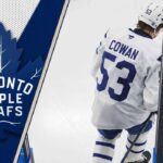 Easton Cowan: Will the Rookie Anchor Matthews’ First Line? Easton Cowan celebrating a goal with Auston Matthews and Matthew Knies during a Toronto Maple Leafs game.