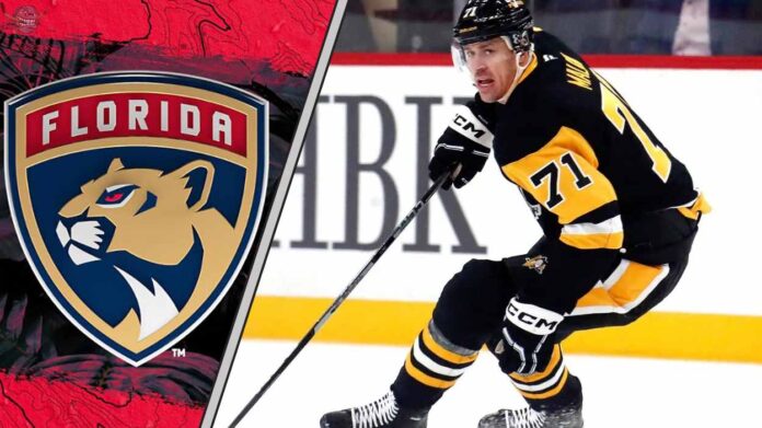 evgeni-malkin-pittsburgh-penguins-2025-trade-rumors Pittsburgh Penguins center Evgeni Malkin skates during a game, with NHL trade rumors linking him to the Florida Panthers.