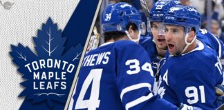 Auston Matthews celebrates a goal for the Toronto Maple Leafs as trade rumors swirl.