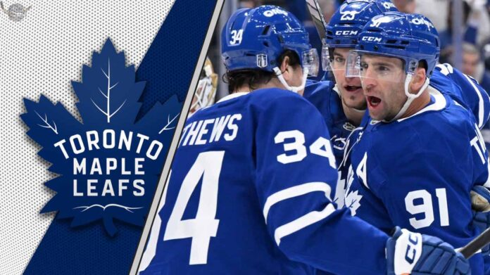 Auston Matthews celebrates a goal for the Toronto Maple Leafs as trade rumors swirl.