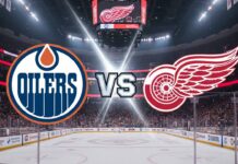 Edmonton Oilers vs Detroit Red Wings NHL game at Little Caesars Arena