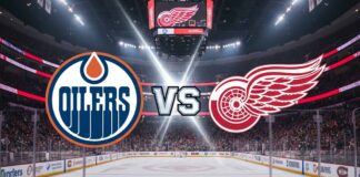 Edmonton Oilers vs Detroit Red Wings NHL game at Little Caesars Arena
