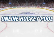 NHL ice rink with the text overlay of online hockey pool