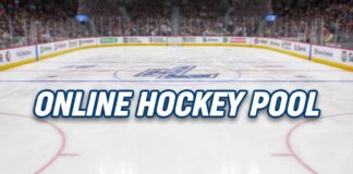 NHL ice rink with the text overlay of online hockey pool