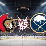 Your Ultimate Guide to Watching the Ottawa Senators vs. Buffalo Sabres Showdown An image featuring the Ottawa Senators logo on the left and the Buffalo Sabres logo on the right, with "VS" text in a dynamic, starburst shape between them.