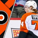 Owen Tippett Trade Rumors? Why the Flyers Would Be “Crazy” to Move Him Philadelphia Flyers winger Owen Tippett skates down the ice in his orange and black jersey, looking to make a play.
