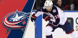Yegor Chinakhov skating during a Columbus Blue Jackets game amid NHL trade rumors