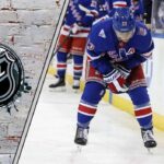 Adam Fox New York Rangers defenseman skating with puck before upper body injury November 2025