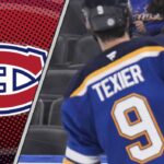 lexandre Texier skating for St. Louis Blues amidst Montreal Canadiens NHL trade rumors.