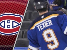 lexandre Texier skating for St. Louis Blues amidst Montreal Canadiens NHL trade rumors.