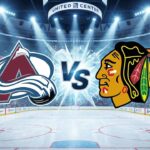 Why You Can’t Miss Avalanche vs. Blackhawks Tonight: TV, Odds & 2025 Preview A stylized widescreen sports illustration depicting the Colorado Avalanche logo on the left and the Chicago Blackhawks logo on the right, separated by a large "Vs". The logos are colliding under spotlights center ice at a packed United Center.
