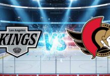 LA Kings vs Ottawa Senators: How to Watch, Wild Prediction & Why Ottawa is in Trouble An empty hockey arena, Canadian Tire Centre, with bright spotlights shining down on the ice. In the center of the rink, the word "VS" glows intensely with blue and red light and ice particles exploding outwards, creating a dynamic effect. The boards around the rink are adorned with "Coca-Cola" logos and the Senators and Kings logos.