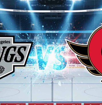 LA Kings vs Ottawa Senators: How to Watch, Wild Prediction & Why Ottawa is in Trouble An empty hockey arena, Canadian Tire Centre, with bright spotlights shining down on the ice. In the center of the rink, the word "VS" glows intensely with blue and red light and ice particles exploding outwards, creating a dynamic effect. The boards around the rink are adorned with "Coca-Cola" logos and the Senators and Kings logos.