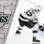 Why Are the Los Angeles Kings Refusing to Trade Brandt Clarke? Los Angeles Kings defenseman Brandt Clarke skating during an NHL game, looking to score a goal.