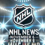 NHL News November 6, 2025: Crosby Wins 99th Rivalry Showdown, Ovi’s 900th Goal Puck Saga Stylized image of a metallic NHL-inspired logo with the text “NHL News, November 6” below it, centered in a misty, spotlight-lit hockey arena. Blue and white lights beam down from above, casting reflections on the glowing ice surface, creating a bold and professional sports broadcast atmosphere.