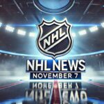 NHL News November 7, 2025: Kaprizov Shines, Rangers Win Big & Bedard Streaking Stylized image of a hockey arena with spotlights focused on an NHL-inspired logo and the text “NHL News, November 7” beneath it, with mist and reflections on the ice.