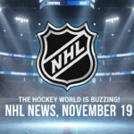 NHL News November 19, 2025: A Night of Hat Tricks and Historic Matchups Image of the NHL logo with the words NHL News, November 19, below the logo.