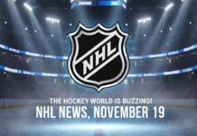 Image of the NHL logo with the words NHL News, November 19, below the logo.