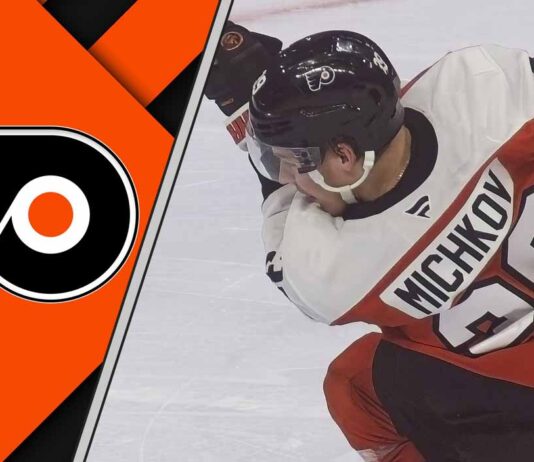 Sean Couturier’s Public Call-Out of Matvei Michkov: Why the Flyers Captain Broke the “In-House” Rule Philadelphia Flyers forward Matvei Michkov taking a shot on goal