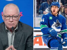 Jim Rutherford Vancouver Canucks President of Hockey Operations speaking to media about NHL trade rumors and roster retooling strategy.