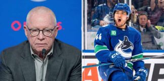 Jim Rutherford Vancouver Canucks President of Hockey Operations speaking to media about NHL trade rumors and roster retooling strategy.