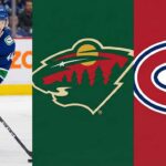 A split photo of Kiefer Sherwood, the Wild logo, and the Habs logo