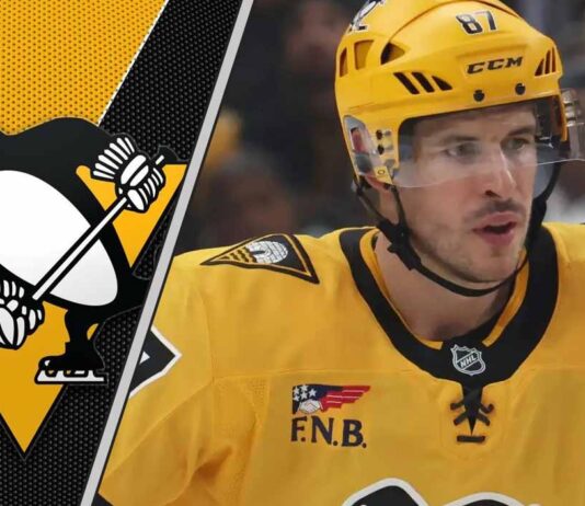 Sidney Crosby skating during a Pittsburgh Penguins game against the Philadelphia Flyers on December 1, 2025.