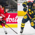 Is Tanking Worth It? Why the Leafs Must Risk Everything for Ivar Stenberg A split-panel image capturing the looks of pure desperation on the faces of junior hockey players Gavin McKenna and Ivar Stenberg as they chase a puck, clearly overwhelmed by the moment.