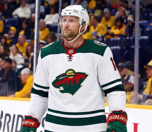 A concept image showing Nashville Predators forward Steven Stamkos in a Minnesota Wild away jersey, following reports that he has included the team on his list of potential trade destinations.A concept image showing Nashville Predators forward Steven Stamkos in a Minnesota Wild away jersey, following reports that he has included the team on his list of potential trade destinations.