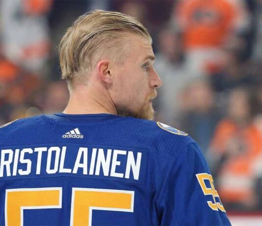 Philadelphia Flyers defenseman Rasmus Ristolainen (55) in a game against the Buffalo Sabres, who are reportedly interested in re-acquiring him ahead of the NHL trade deadline.